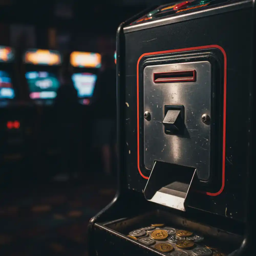 Retro arcadekast muntinworp close-up